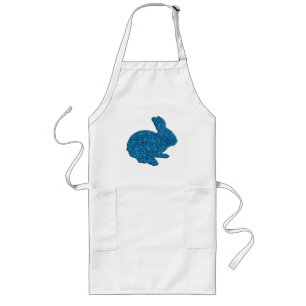 Blue Glitter Silhouette Easter Bunny Apron