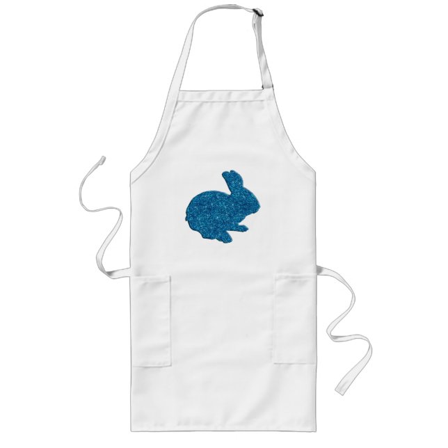 Blue Glitter Silhouette Easter Bunny Apron (Front)