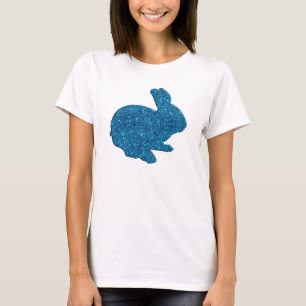 Blue Glitter Silhouette Easter Bunny Shirt