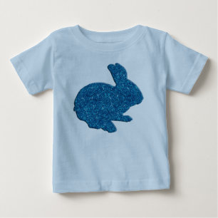 Blue Glitter Silhouette Easter Bunny Shirt