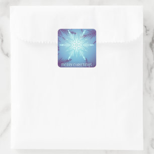Blue Glitter Snow Star Flakes  Square Sticker