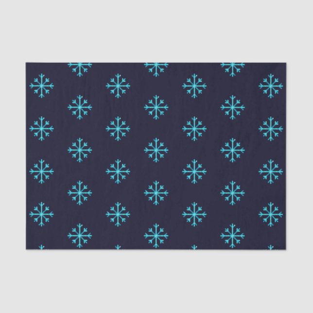Blue Glitter Snowflakes Tissue Paper (Front)