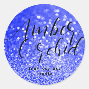Blue Glitter Sparkle Crystal Bokeh Candle Labels