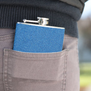Blue Glitter, Sparkle, Glitter Background Hip Flask