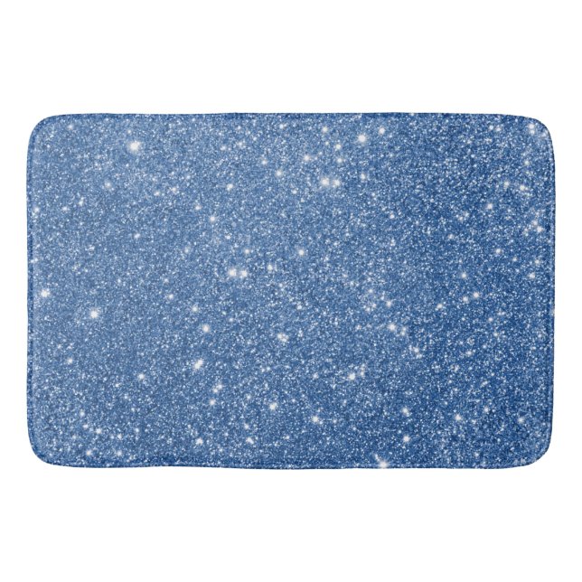 Blue Glitter Sparkles Bath Mat (Front)