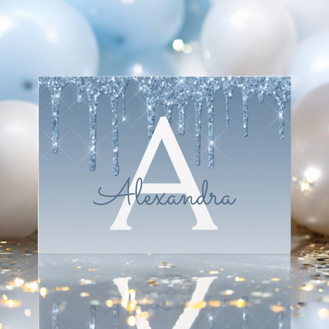 Blue Glitter Sweet 16 Save the Date Invitation (Creator Uploaded)