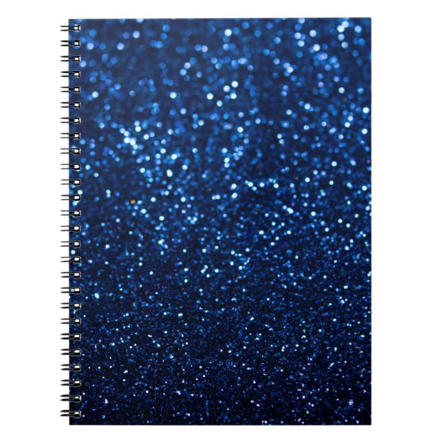 Blue Glitter Texture Festive Sparkle Notebook (Front)