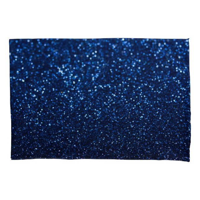 Blue Glitter Texture Festive Sparkle Pillowcase (Front)