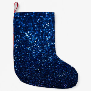 Blue Glitter Texture Festive Sparkle Small Christmas Stocking