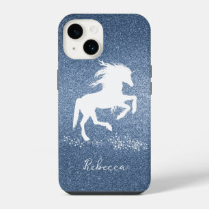 Blue Glitter Unicorn iPhone 14 Case