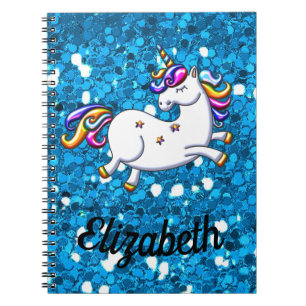 Blue Glitter Unicorn Notebook