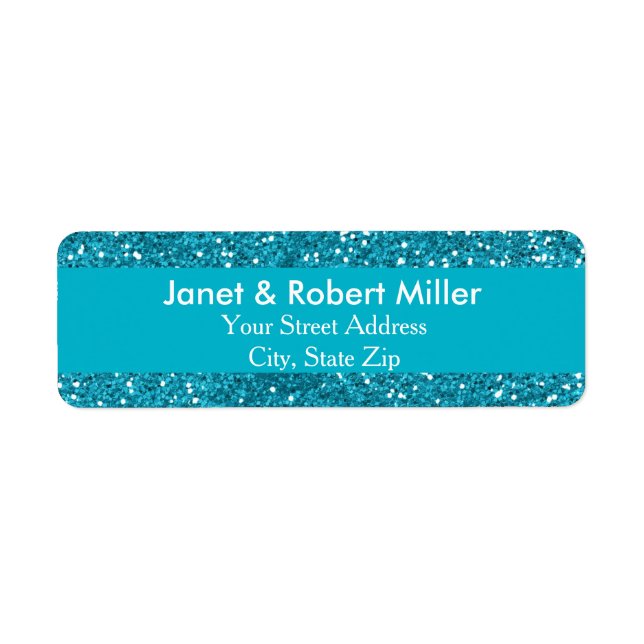 Blue Glitter Wedding Return Address Return Address Label (Front)