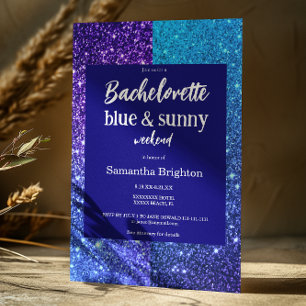 Blue Glitter Weekend Bachelorette  Invitation