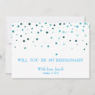 Blue Glitter Will You Be My Bridesmaid Invitation