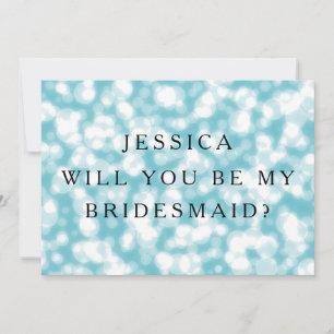 Blue Glitter Will You Be My Bridesmaid Invitation