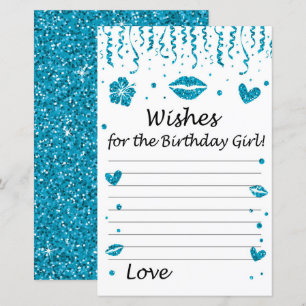 Blue glitter Wishes for the birthday girl