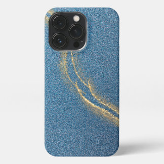Blue glitter with Golden lines marble iPhone 13 Pro Case