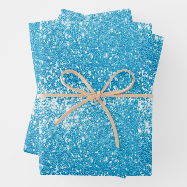 Blue Glitter Wrapping Paper Sheet (In situ)