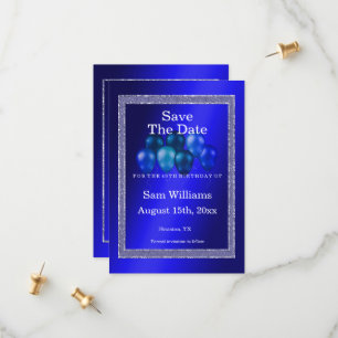 Blue Glitters & Birthday Balloons Save The Date