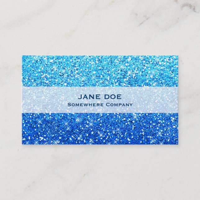 Blue Glitters Sparkles Texture Business Card (Front)