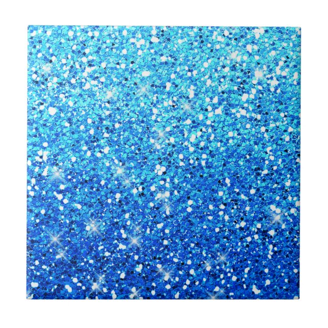 Blue Glitters Sparkles Texture Ceramic Tile (Front)