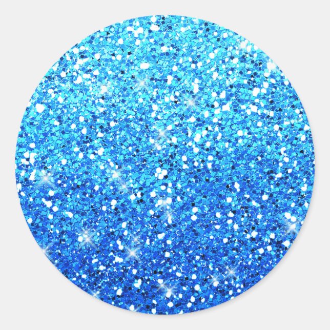 Blue Glitters Sparkles Texture Classic Round Sticker (Front)