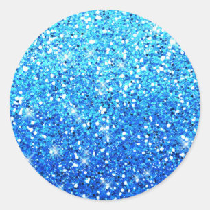 Blue Glitters Sparkles Texture Classic Round Sticker