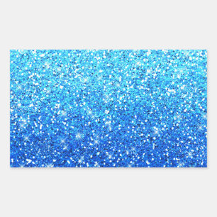 Blue Glitters Sparkles Texture Rectangular Sticker