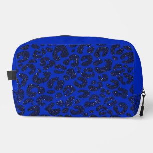 Blue Glittery Leopard Pattern Dopp Kit