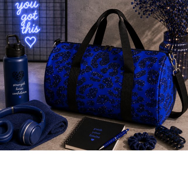 Blue Glittery Leopard Pattern Duffle Bag (Creator Uploaded)