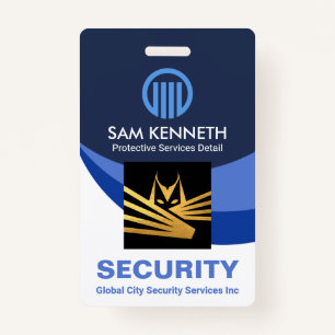 Blue Global Wave Press Staff Photo Security ID Badge