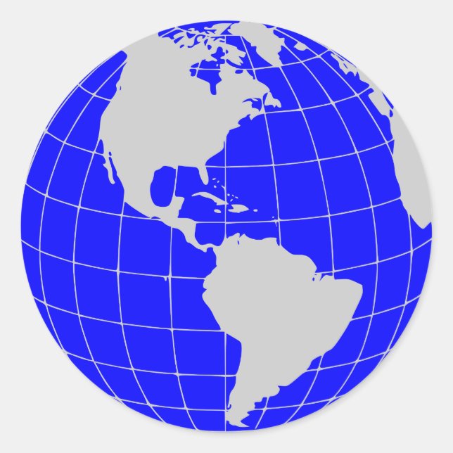 Blue Globe Classic Round Sticker (Front)
