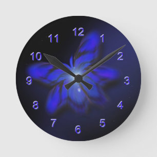Blue Glow Butterfly Wall Clock
