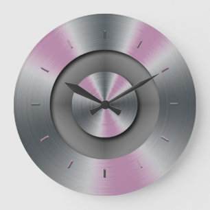 Blue Glow Faux Metal Elegant Modern Wall Clock