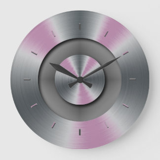 Blue Glow Faux Metal Elegant Modern Wall Clock