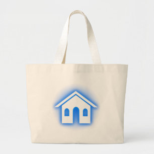 blue glow home large tote bag