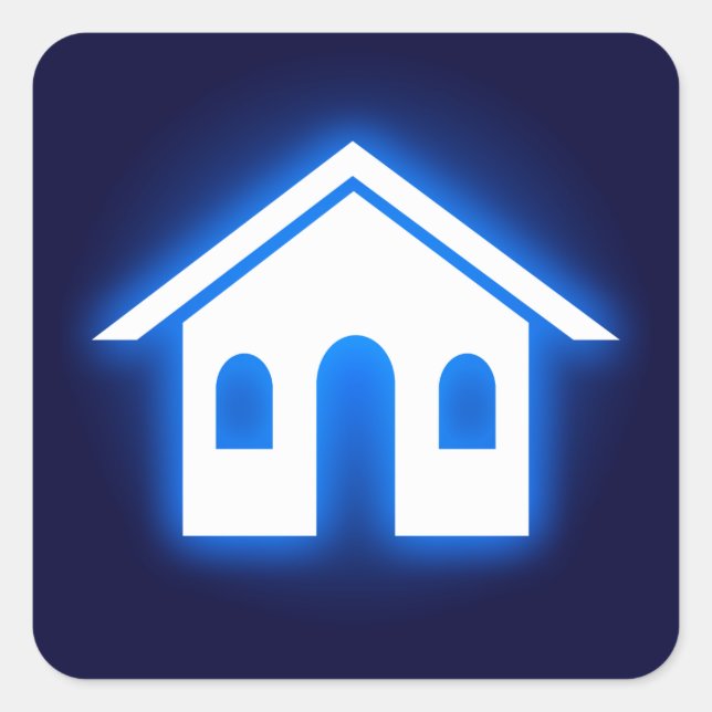 blue glow home square sticker (Front)