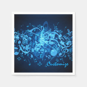 Blue Glow Music Notes Napkins