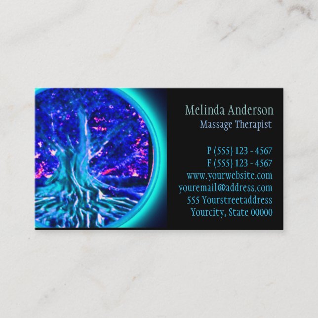Blue Glow Tree of Life Business Card (Front)