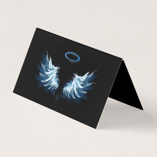 Blue Glowing Angel Wings on black background
