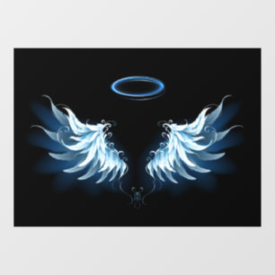 Blue Glowing Angel Wings on black background