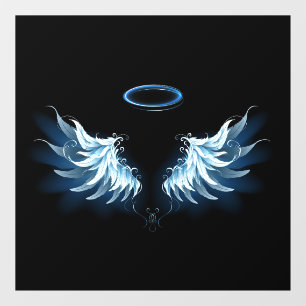Blue Glowing Angel Wings on black background