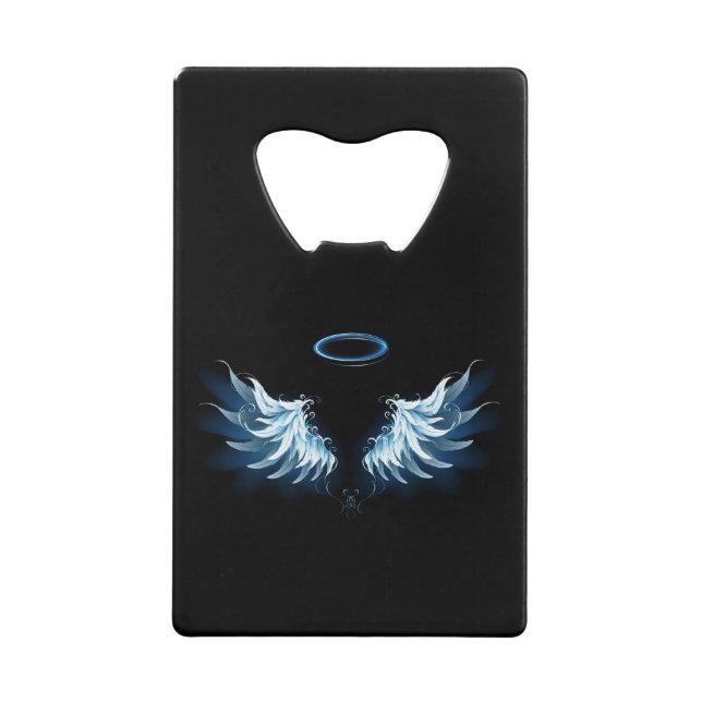 Blue Glowing Angel Wings on black background (Front)