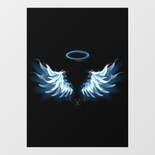 Blue Glowing Angel Wings on black background