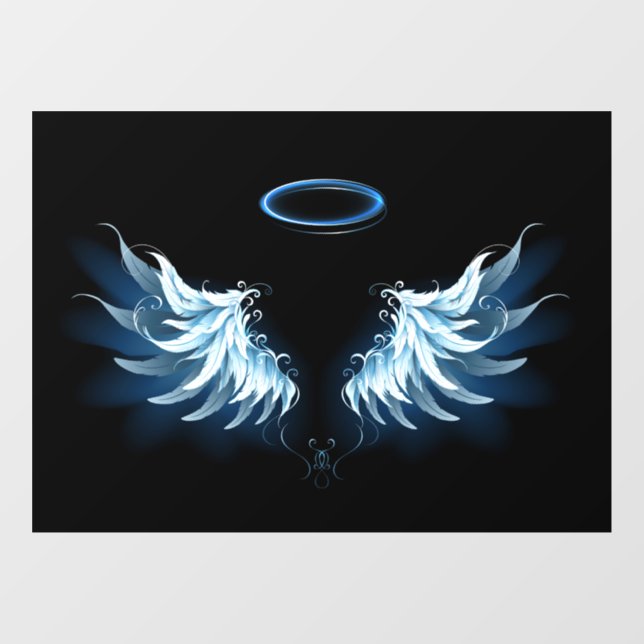 Blue Glowing Angel Wings on black background (Sheet)