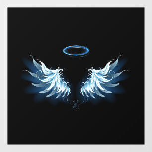 Blue Glowing Angel Wings on black background