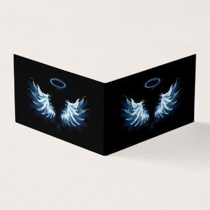 Blue Glowing Angel Wings on black background