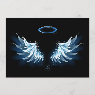 Blue Glowing Angel Wings on black background Advice Card