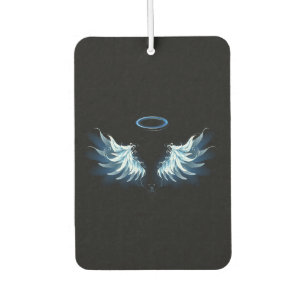Blue Glowing Angel Wings on black background Car Air Freshener