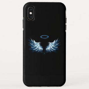 Blue Glowing Angel Wings on black background Case-Mate iPhone Case